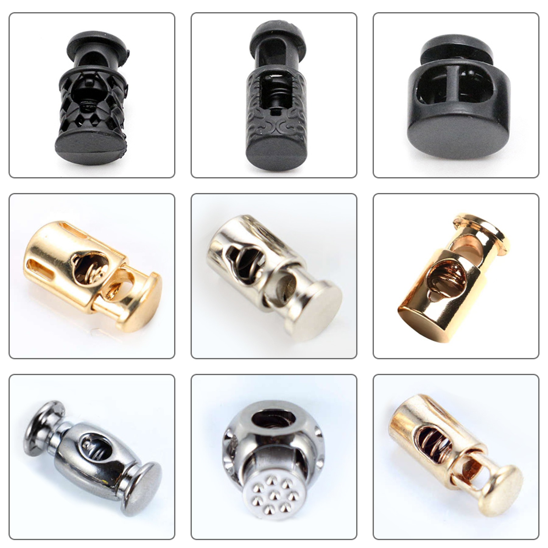 Gold/Platinum/White/Rose Gold/Bronze/Glossy black/Matte black-Alloy Rotundity Spring Buckle